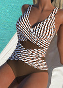 Maiô Estampado Com Recortes E Tule Transparente