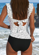 Tankíni Estampado Poá Com Babados E Decote Quadrado