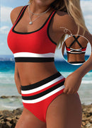 Biquíni Esportivo Cintura Alta Com Alças Cruzadas Costas