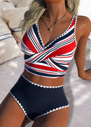 Biquíni Estampado Cintura Alta Com Top Transpassado