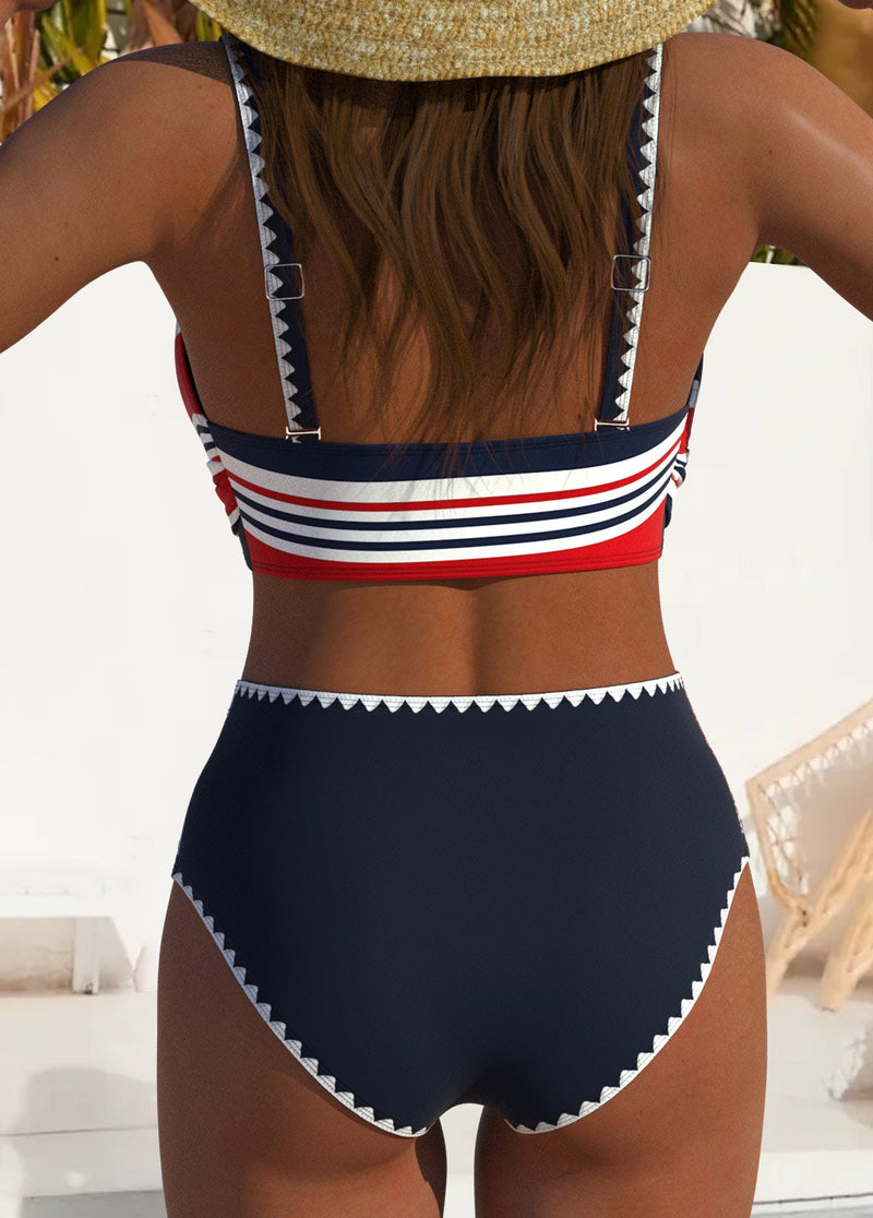 Biquíni Estampado Cintura Alta Com Top Transpassado