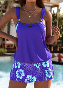 Tankíni Com Alças Duplas E Estampa Floral Tropical