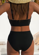 Biquíni Estampado Transpassado Com Cintura Alta Elegante