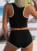 Biquíni Cintura Alta Estampado Floral Com Top Cropped