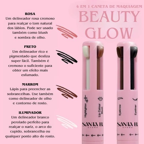 BeautyGlow - Caneta 4 em 1 de Maquiagem
