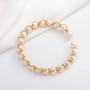 Bracelete de Pérolas de Agua Doce Banhado a Ouro