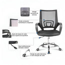 Cadeira de Escritório com Encosto em Tela Mesh