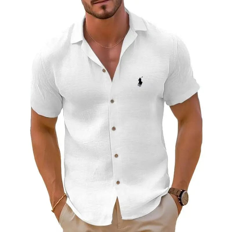 Camisa manga curta de linho puro - Ralph Lauren