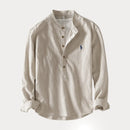 Camisa Masculina RL™ Gola Padre – Linho com Algodão