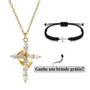 Colar Cruz & Coroa - Banhado a Ouro 18K