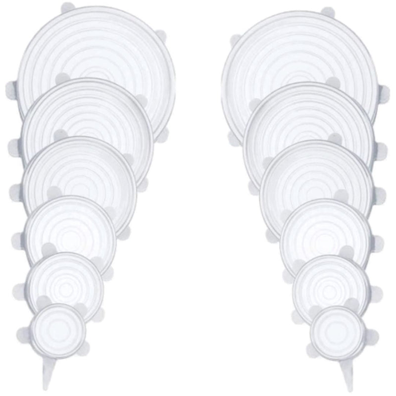 Compre 6 Leve 12 - Kit 12 Tampas de Silicone Reutilizável (UNIVERSAL) - Super Elástico