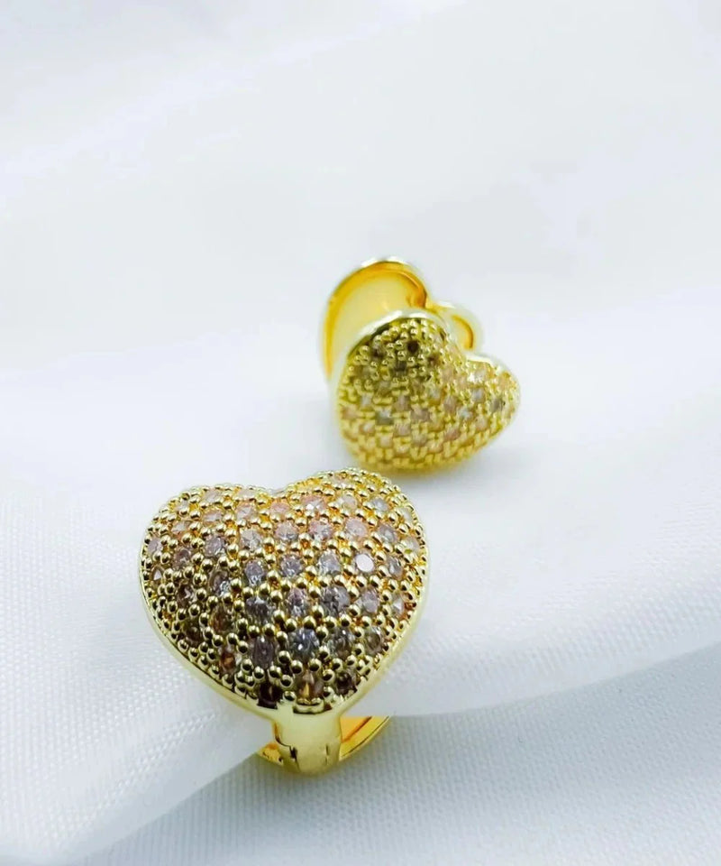 Conjunto Colar e Pulseira Elo Português e Brincos de Coração