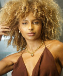 Conjunto Colar e Pulseira Elo Português e Brincos de Coração