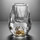 Copo Diamante Luxo com Fundo Duplo e Lascas Douradas para Baijiu, Licor, Cachaça, Tequila e Shots