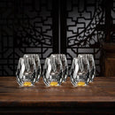 Copo Diamante Luxo com Fundo Duplo e Lascas Douradas para Baijiu, Licor, Cachaça, Tequila e Shots