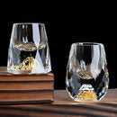 Copo Diamante Luxo com Fundo Duplo e Lascas Douradas para Baijiu, Licor, Cachaça, Tequila e Shots