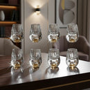 Copo Diamante Luxo com Fundo Duplo e Lascas Douradas para Baijiu, Licor, Cachaça, Tequila e Shots