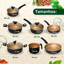 Conjunto Panelas Antiaderente 10 Peças Teflon Várias Cores