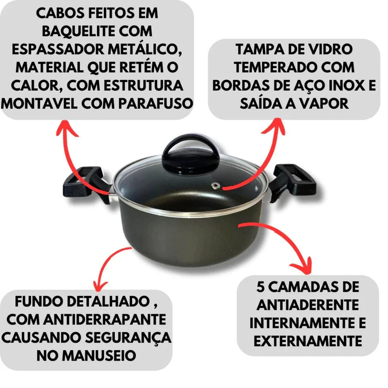 Conjunto Panelas Antiaderente 10 Peças Teflon Várias Cores