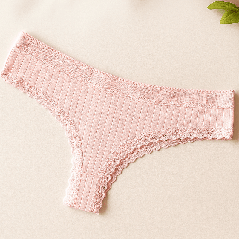 Kit 05 à 20 Calcinhas de Algodão Canelado com Renda fio conforto - Liana