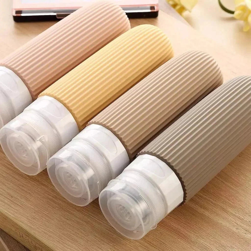 Kit 4 Frascos de Silicone para Viagem – 90ml Antivazamento