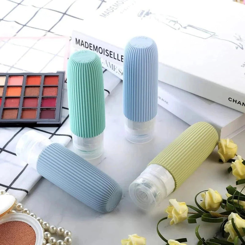 Kit 4 Frascos de Silicone para Viagem – 90ml Antivazamento
