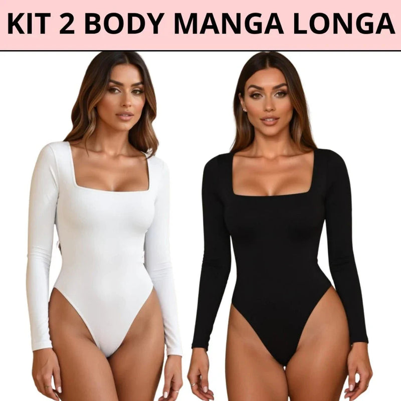 Kit com 2 Bodys Femininos Manga Longa