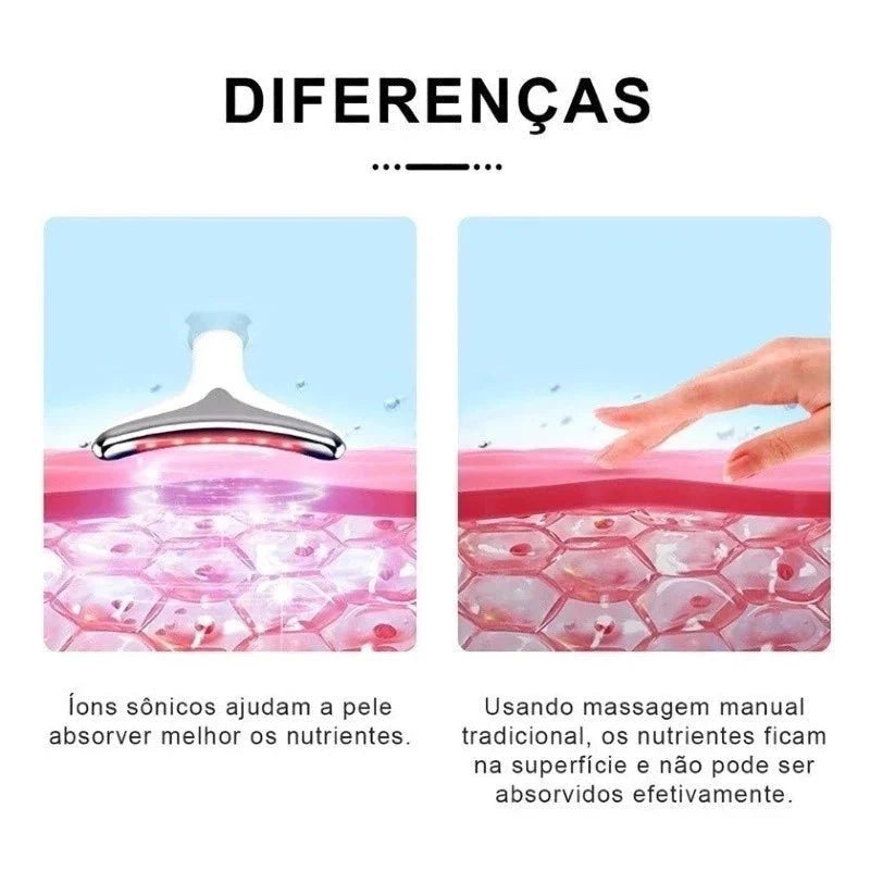 Massageador Facial com Fototerapia Anti-Rugas