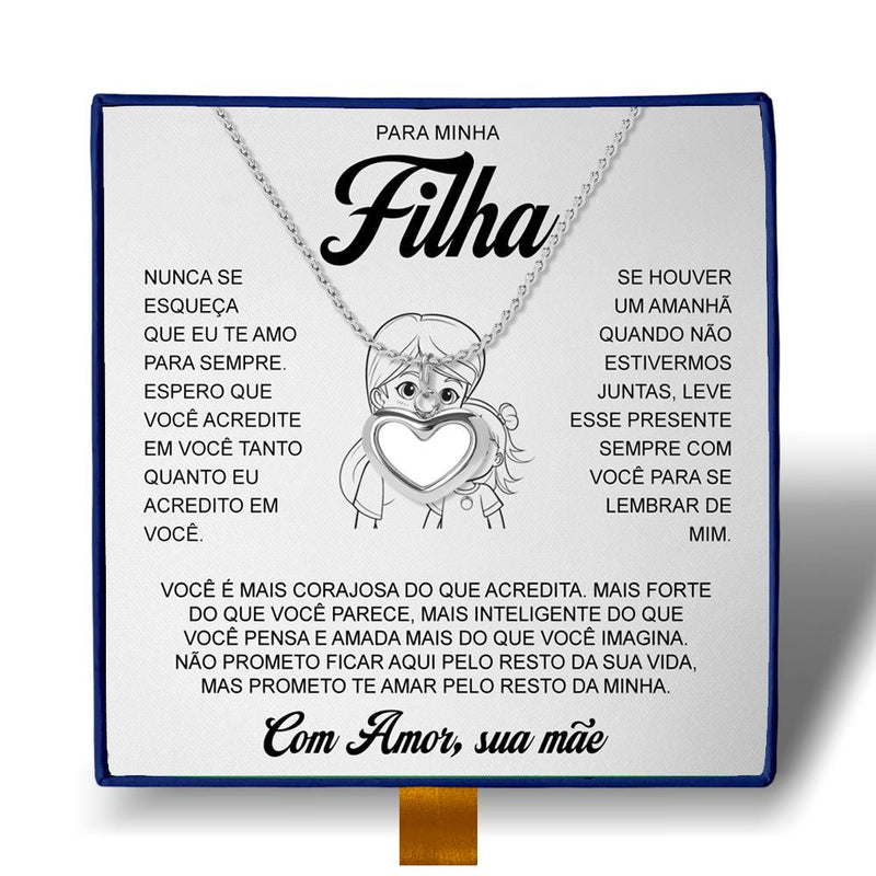 Para Minha Filha - Colar Coração Pérola Banhado a Ouro 18k