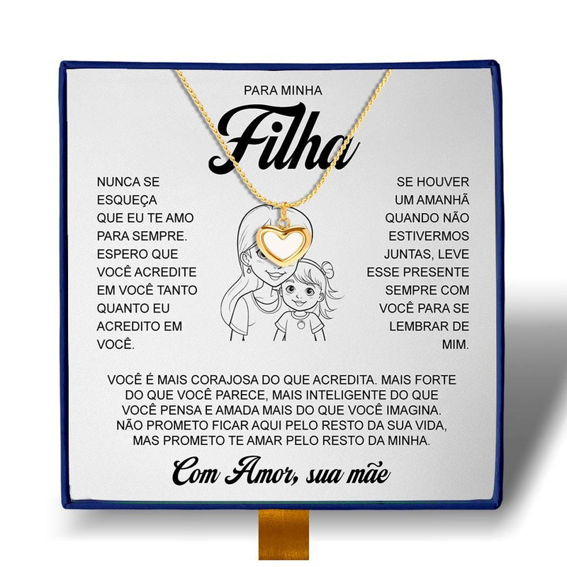 Para Minha Filha - Colar Coração Pérola Banhado a Ouro 18k